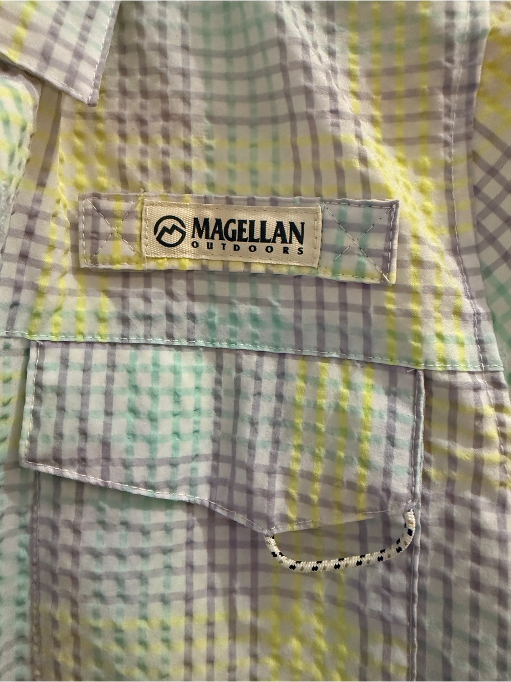 Magellan Short Sleeve Fishing Plaid Button-Up Shirt in Pastel Youth Size Large - Picture 6 of 11